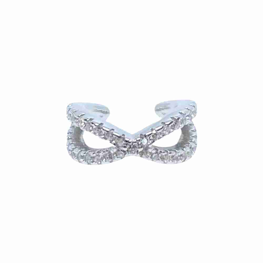 Ear cuff  - äkta  silver med kristaller -fake piercing