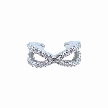 Ear cuff  - äkta  silver med kristaller -fake piercing