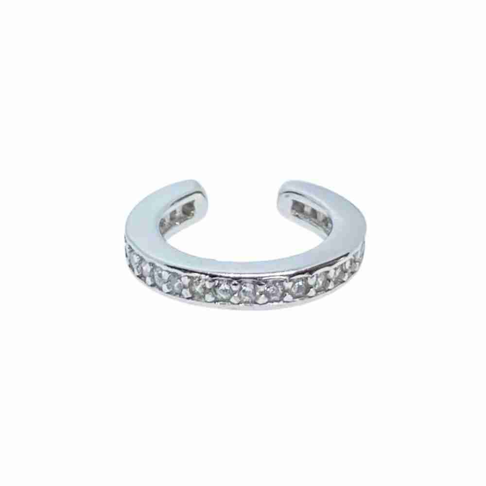 Ear cuff  - äkta  silver med kristaller -fakepiercing