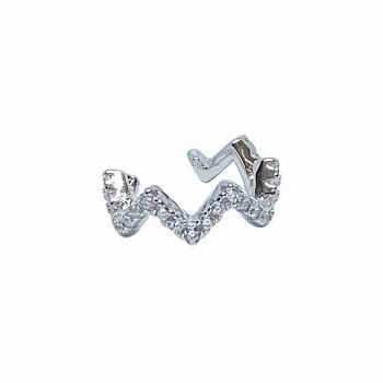 Ear cuff  - äkta  silver med kristaller -fakepiercing