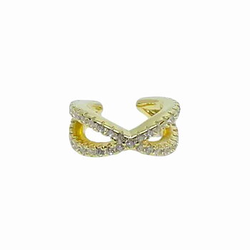 Ear cuff  - äkta  silver med kristaller - guld - fake earcuff