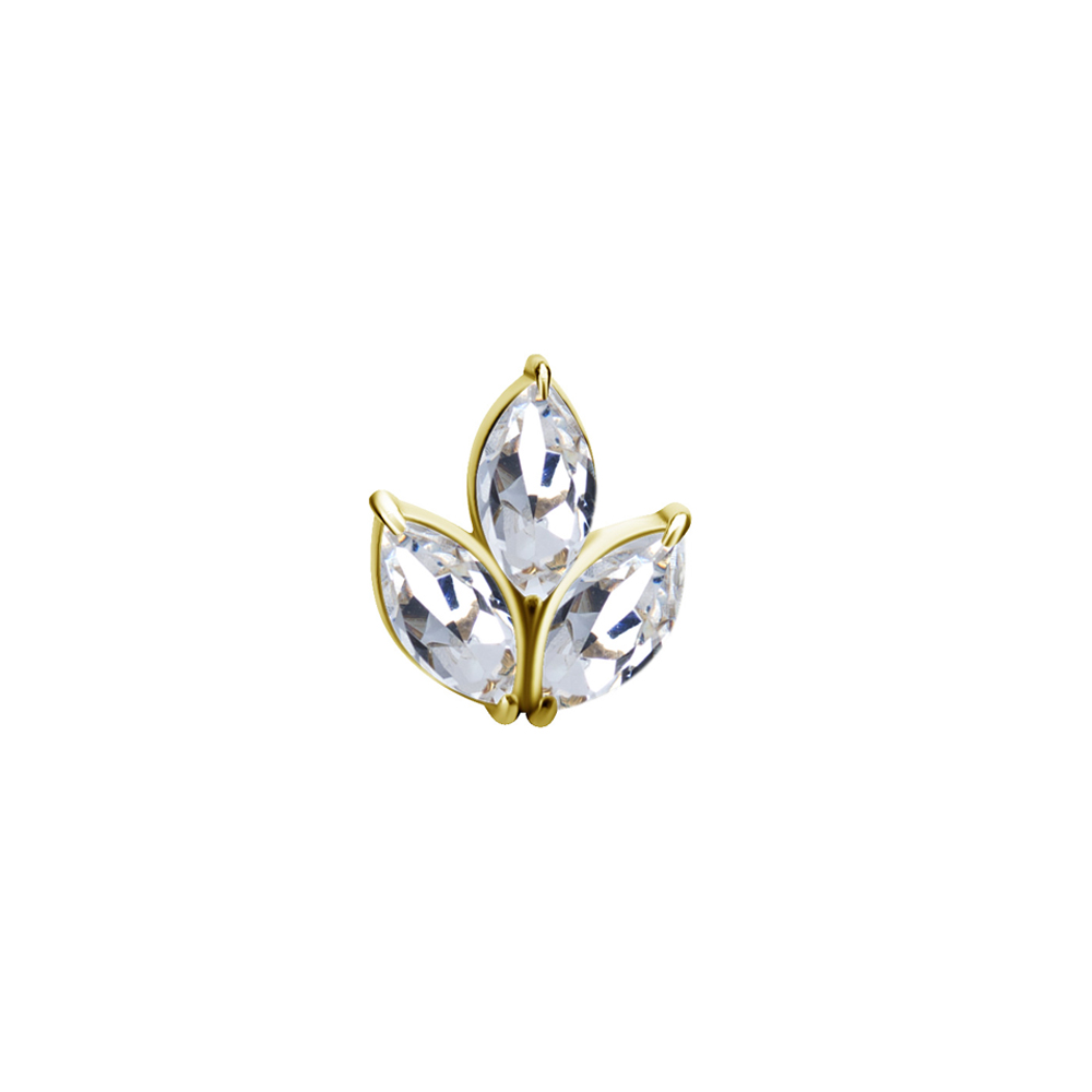 Topp till invändigt gängad labret - blomma - 24K guld PVD