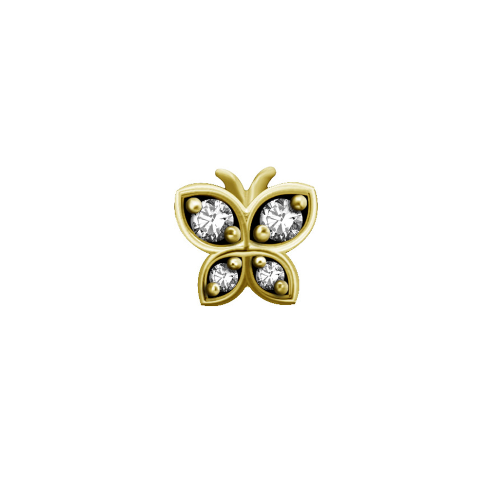 Topp till invändigt gängad labret - fjäril- 24K guld PVD