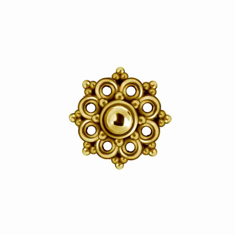 Topp till invändigt gängad labret - 316L kirurgstål - 24K guld PVD