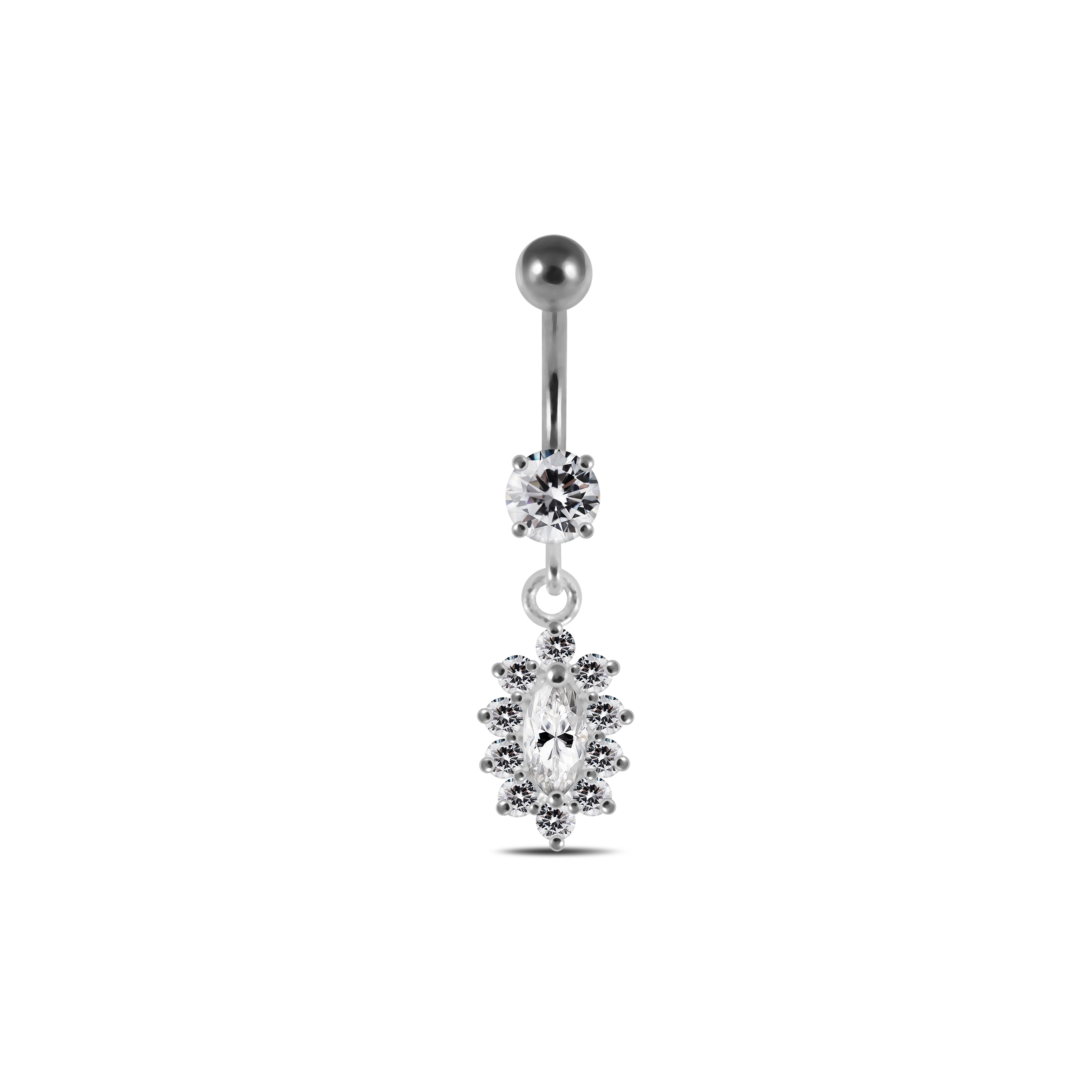 Navelpiercing - 1,6 mm - kristallhänge