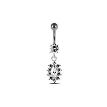 Navelpiercing - 1,6 mm - kristallhänge