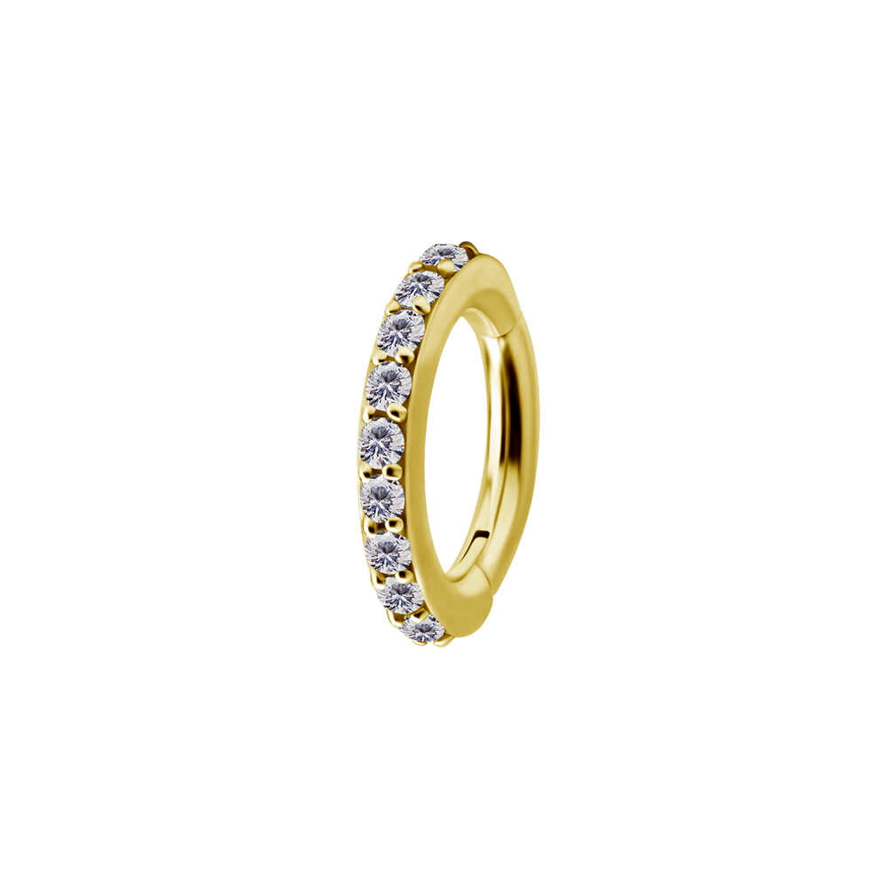 Navelpiercing  - clicker - oval med kristaller -koboltkrom 24K guld PVD