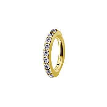 Navelpiercing  - clicker - oval med kristaller -koboltkrom 24K guld PVD