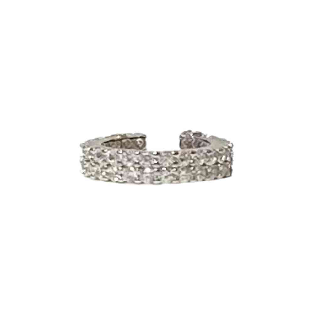 Ear cuff  - äkta silver - dubbelradig med kristaller