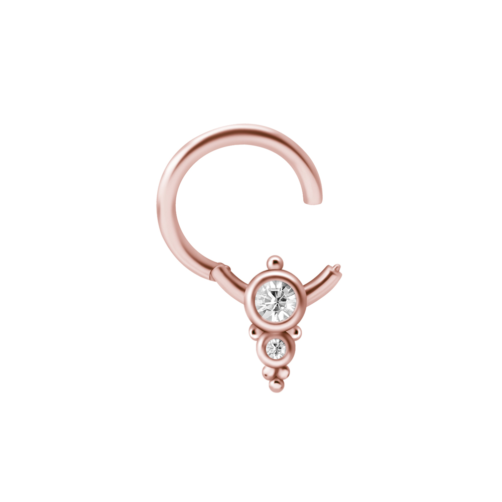 Clicker - 1,2 mm - öppningsbar - roséguld PVD - vita kristaller - 2