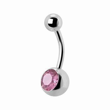 Navelpiercing - titan - rosa kristall