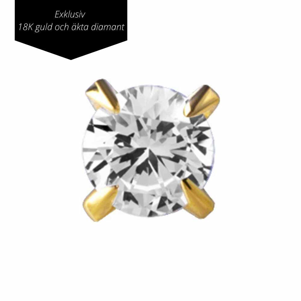 Topp - 2 mm - 18K äkta guld och äkta diamant