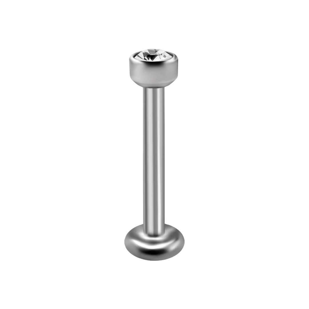 Labret med 3 mm kristall - 1,0 mm - titan - 18GA - 2