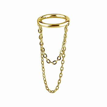 Clicker med kedja - dubbleradig - kirurgiskt stål - guld PVD
