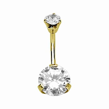 Navelpiercing - diamantfattade kristaller - 24K guldfärgat kirurgstål