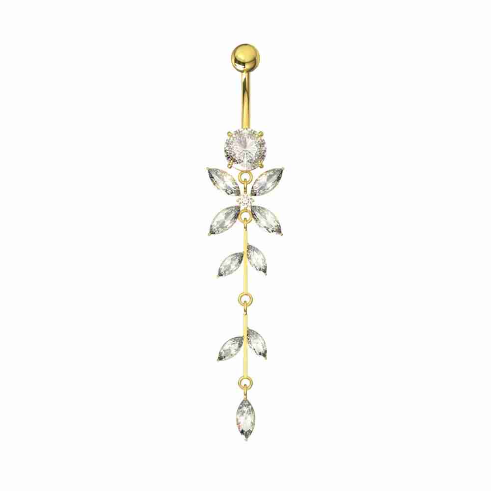 Navelpiercing - vackert hänge med kristaller - 18K guld