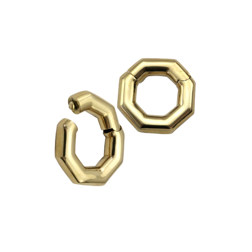 Clicker - oktagonformad töjning 6 mm - guld PVD
