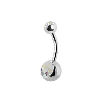 Navelpiercing - 1,6 mm - titan - Dubbel regnbågsskimrande kristall