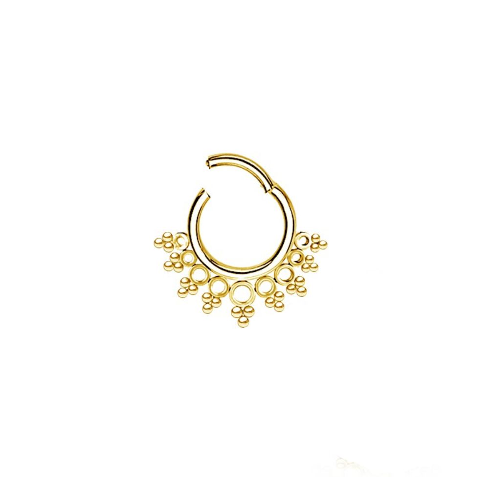 Septum och daith clicker  - vackert mönster - guld PVD
