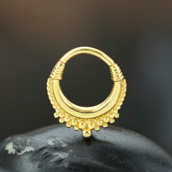 Septum hinged Clicker - vackert mönster - guld PVD - 3