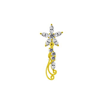 Navelpiercing - kristall med dekorativt hänge - 18K guldplätering