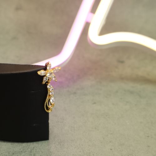 Navelpiercing - kristall med dekorativt hänge - 18K guldplätering - 3