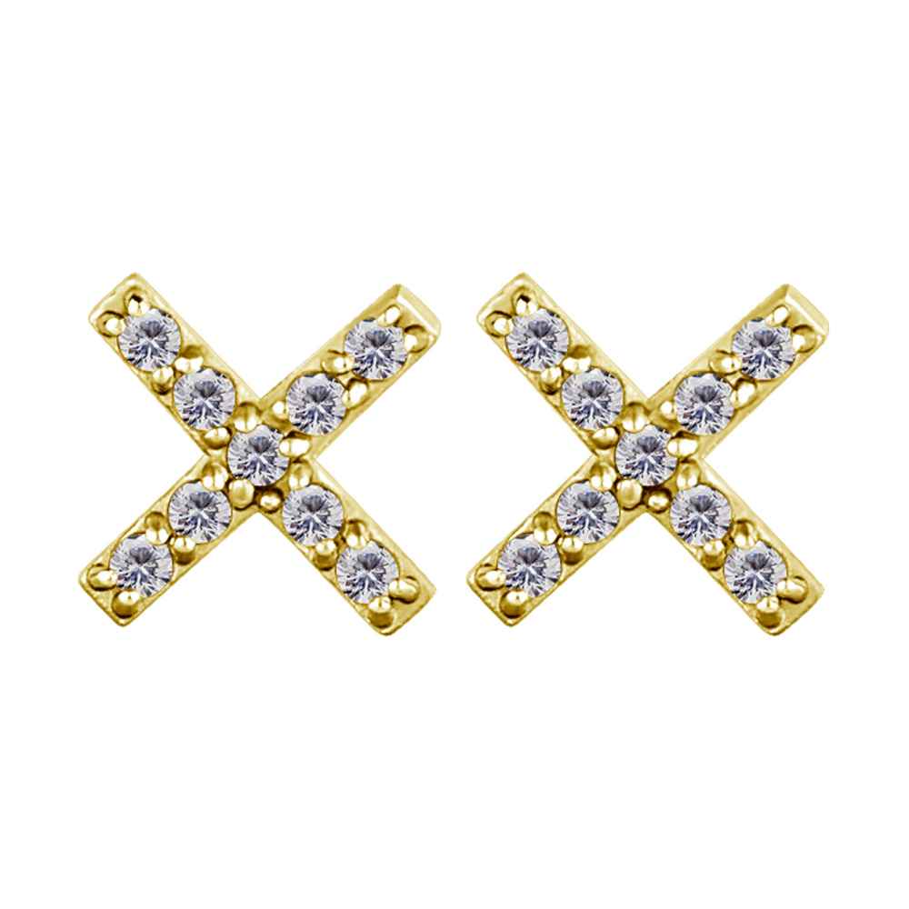 Örhänge X med kristaller- 18K guld PVD - 2