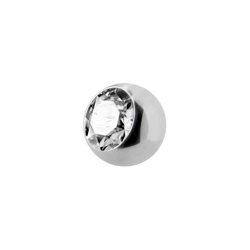 Screw on kula - titan - 1,2 mm - Vit kristall