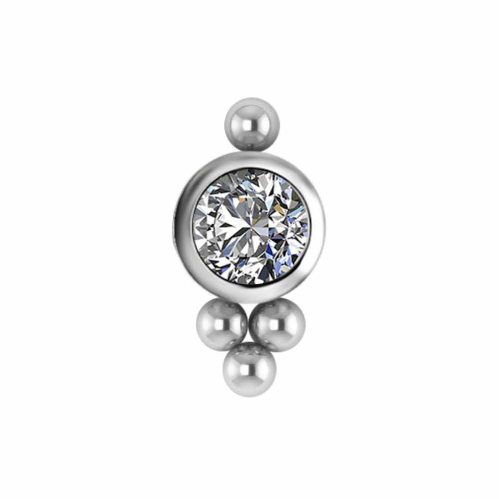 Topp till invändigt gängad labret kristall 4 mm - titan