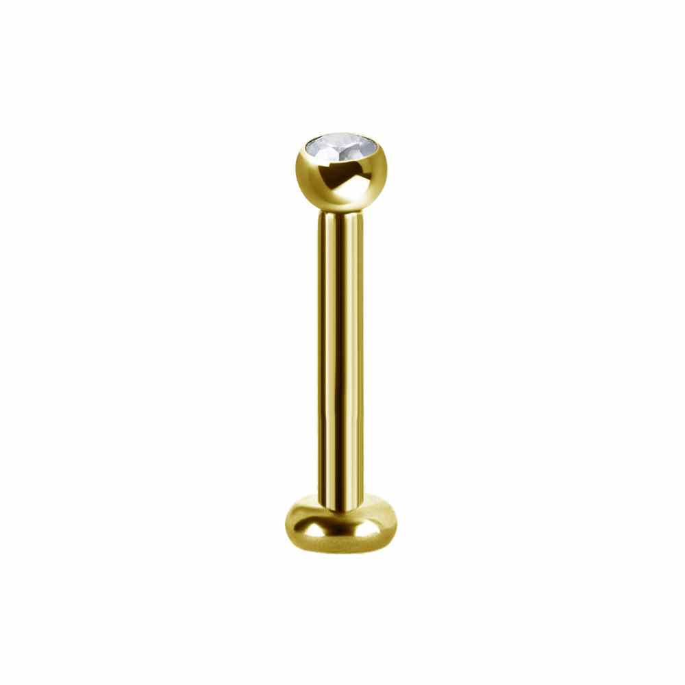 Invändigt gängad labret med kristall - guld PVD