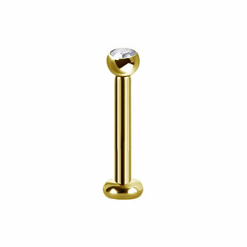 Invändigt gängad labret med kristall - guld PVD