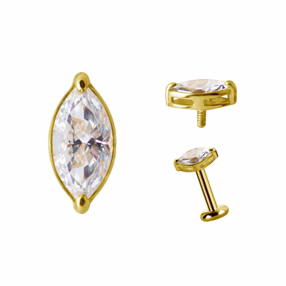 Topp oval kristall - 18K guld