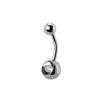 Navelpiercing - baby banana barbell  (4x6 mm) - vit kristall