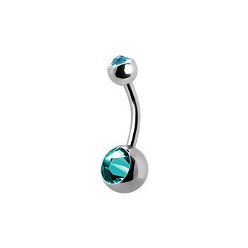 Baby banana barbell  (4x6 mm) - dubbla blå kristaller