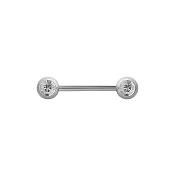 Barbell - nipplepiercing - 4 mm vita kristaller - stål