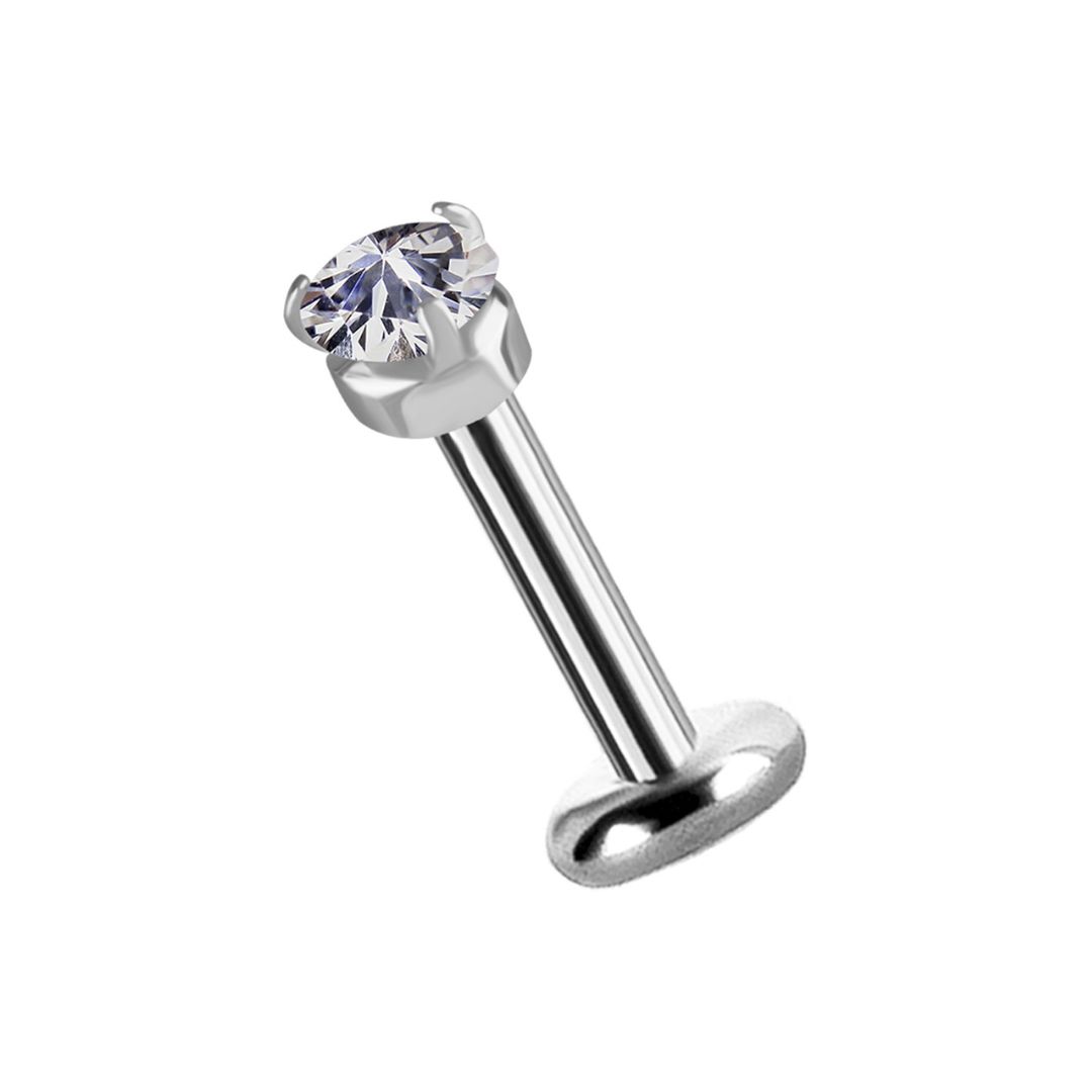 Topp till invändigt gängad labret - vit kristall - stål - 3