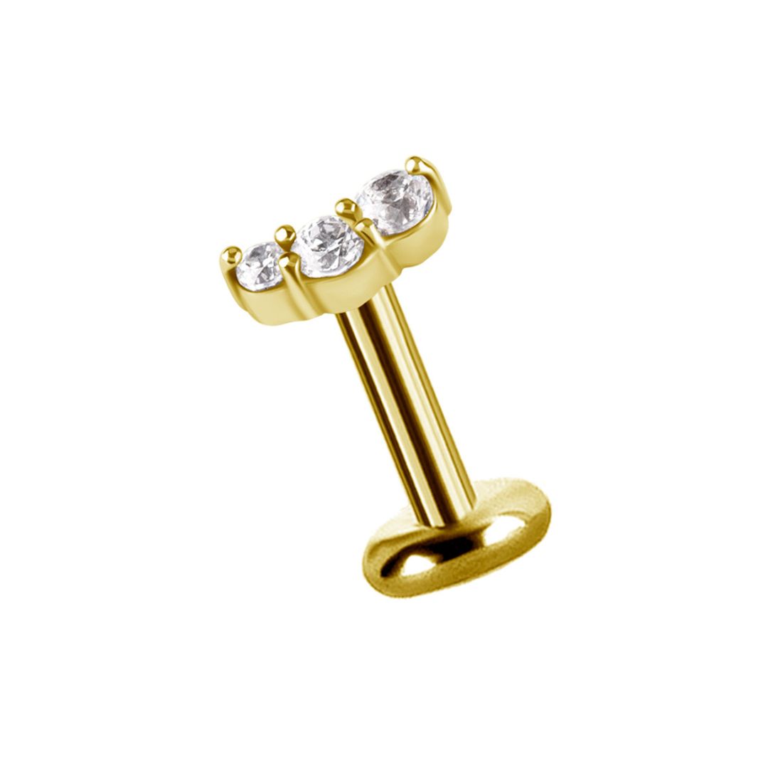 Topp till invändigt gängad labret - båge höger - stål - Guld PVD - 2
