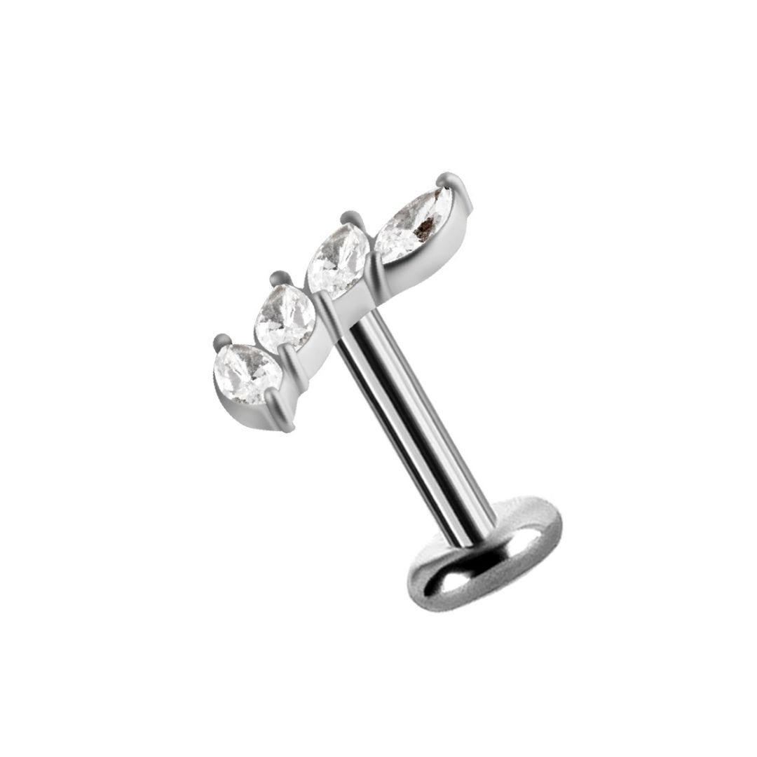Topp till invändigt gängad labret - båge oval - höger - stål - 2