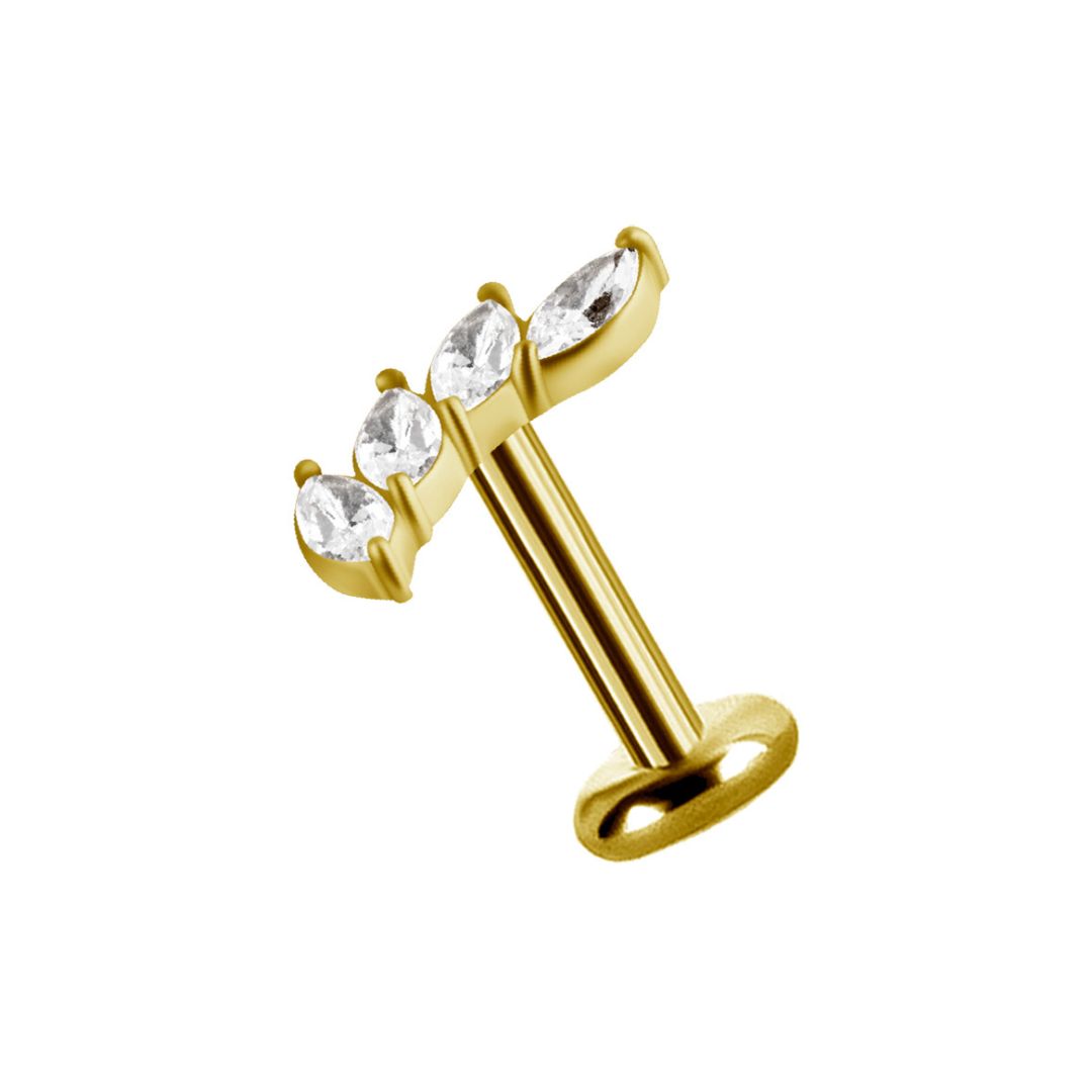 Topp till invändigt gängad labret - båge oval - höger - 18K guld PVD - 3