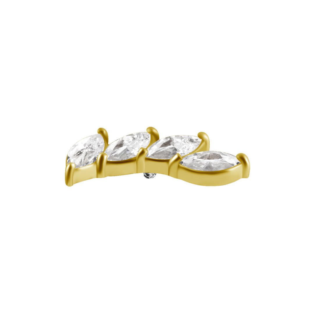 Topp till invändigt gängad labret - båge oval - höger - 18K guld PVD - 2