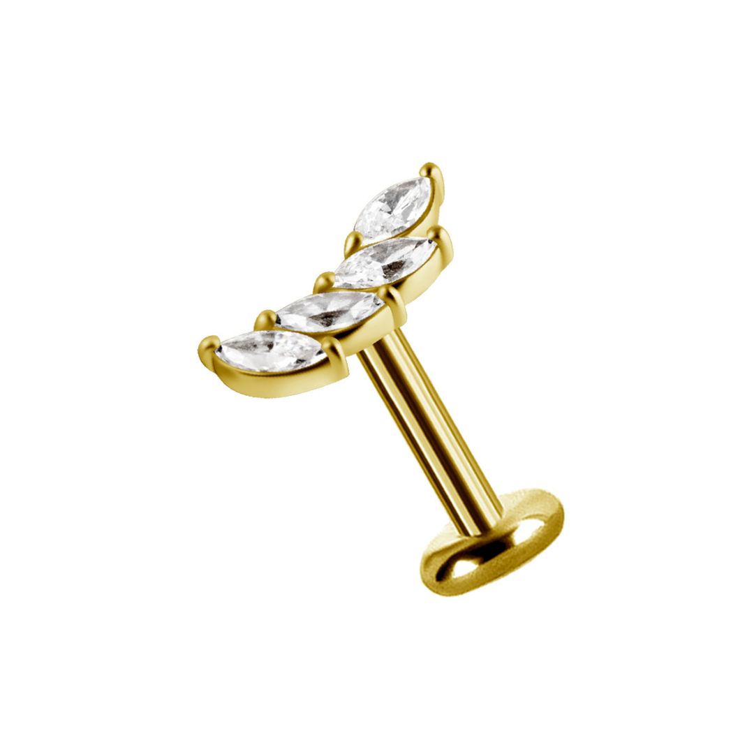 Topp till invändigt gängad labret - båge oval - vänster - 18K guld PVD - 3