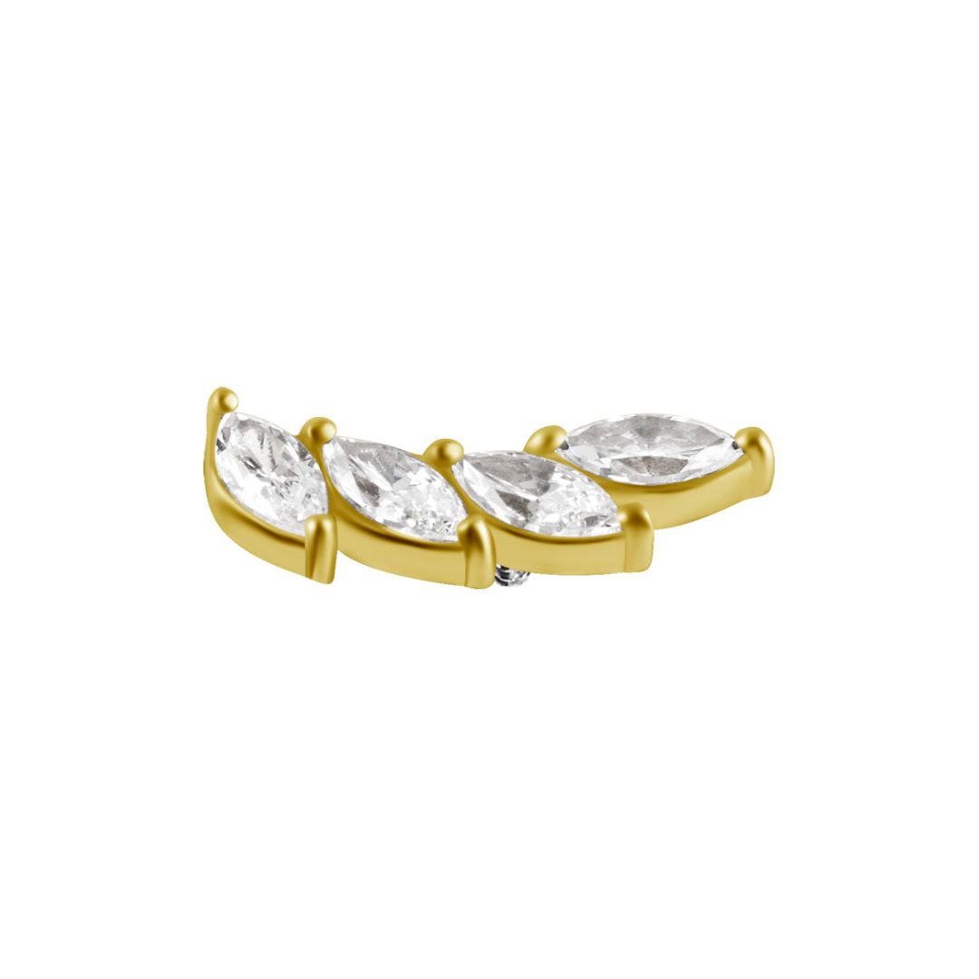 Topp till invändigt gängad labret - båge oval - vänster - 18K guld PVD - 2