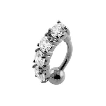 Navelpiercing - 4 briljantslipade glittriga kristaller
