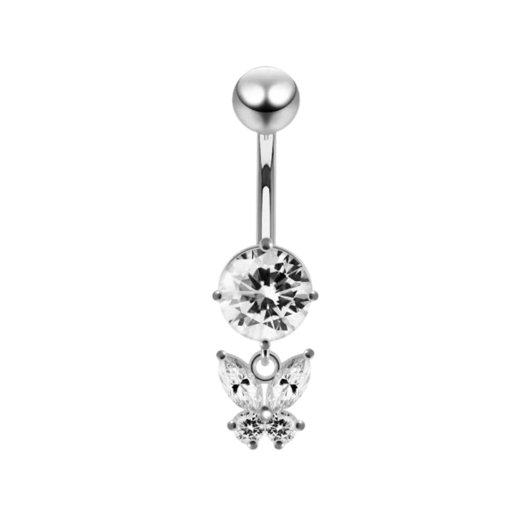 Navelpiercing - kristall med fjärilhänge - 2