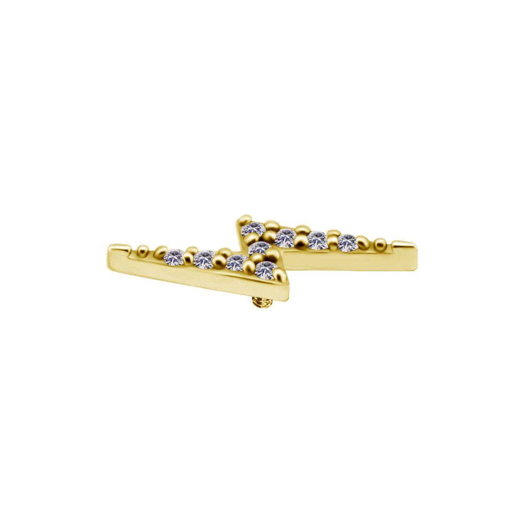 Topp till invändigt gängad labret - 12 mm blixt - vänster - 18K guld PVD - 2