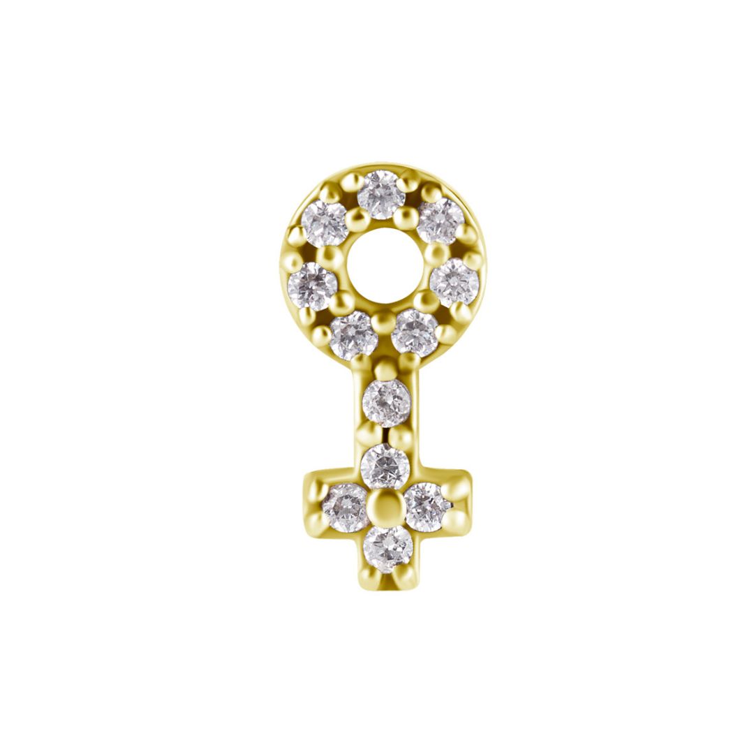 Topp till invändigt gängad labret - kvinnosymbol - 18K guld PVD