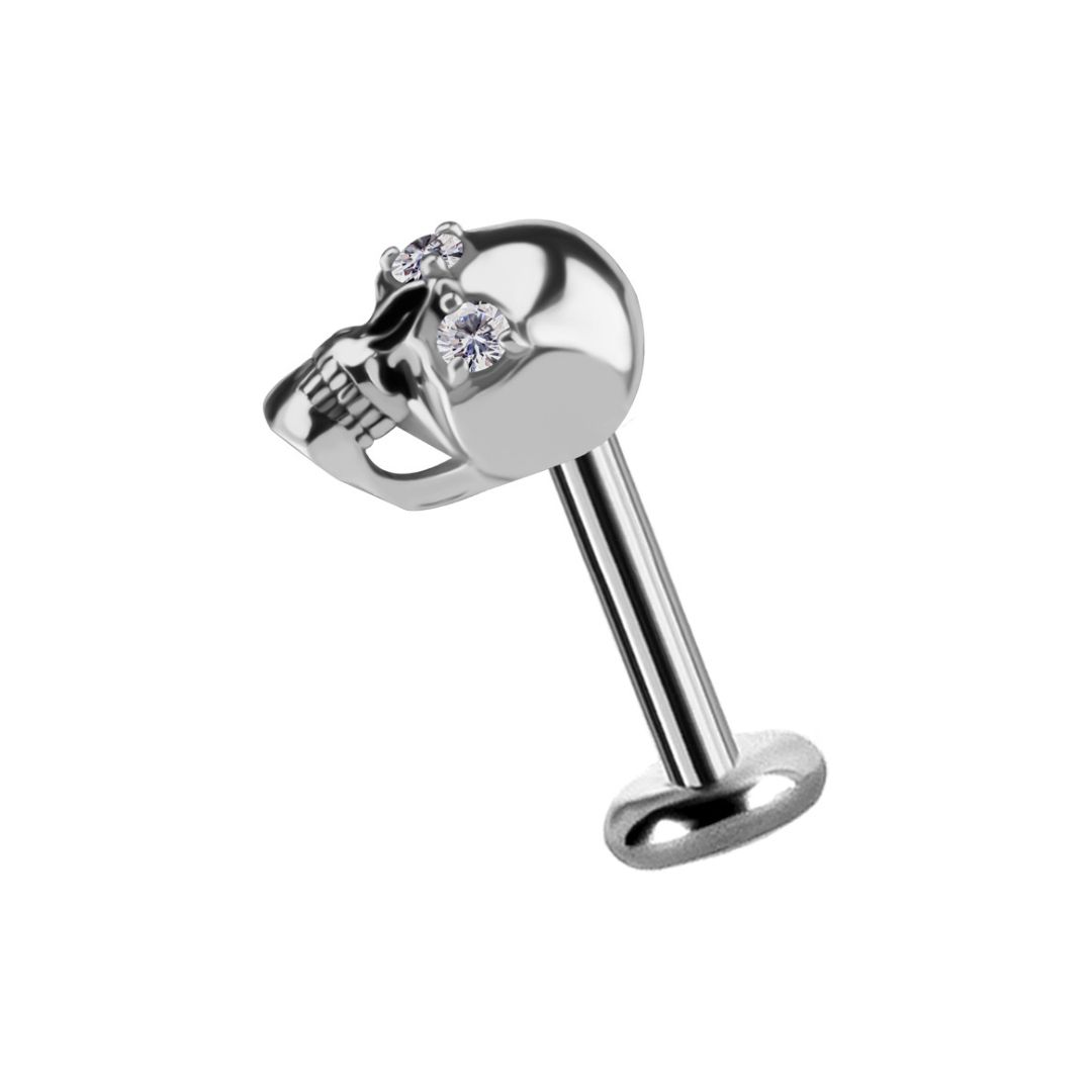 Topp till invändigt gängad labret - döskalle - stål - 2