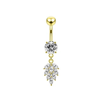 Navelpiercing - kristall och hänge - stål - 18K guld PVD