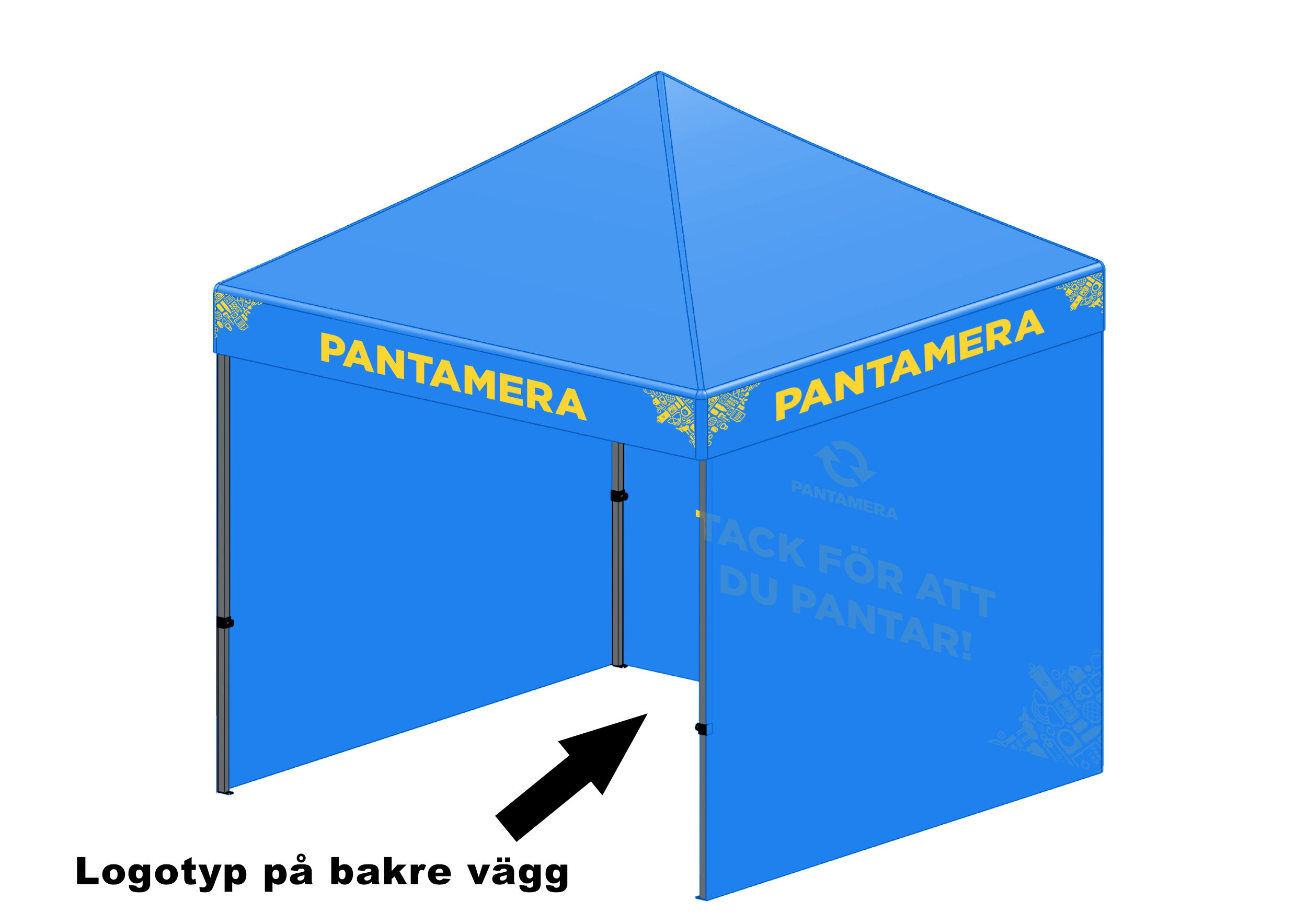 Tält med tre väggar 3x3 m
