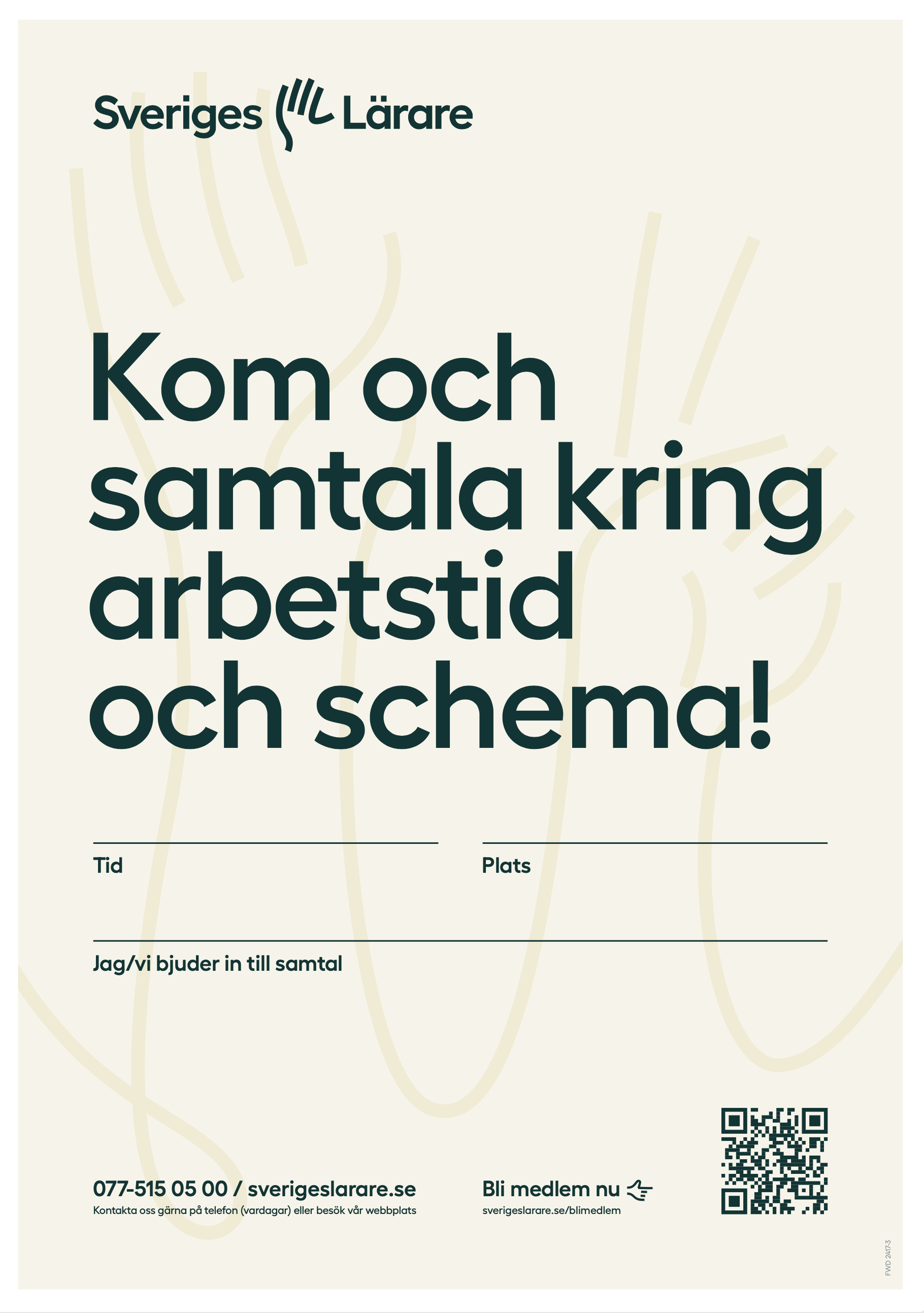 Kom och samtala kring arbetstid och schema! - ifyllbar affisch A4 - pdf